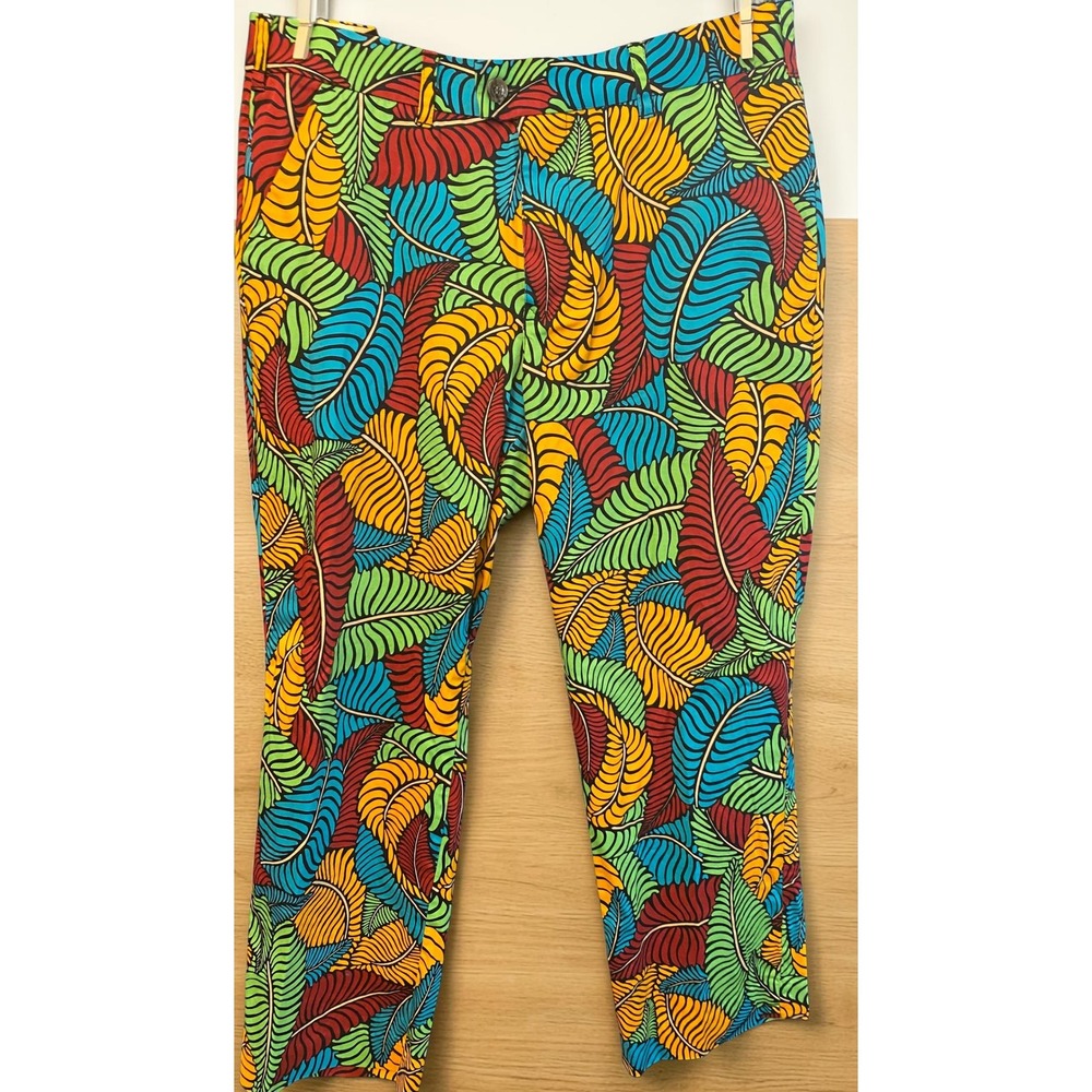 Loudmouth Multi-Color Tropical Leaf Print Mens 36x30 Chino Straight Golf Pants